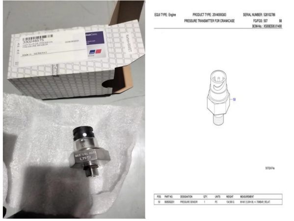 MTU發(fā)動機(jī)曲軸箱壓力傳感器0035352231